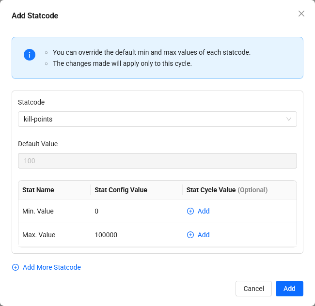 Statcode list in cycle details