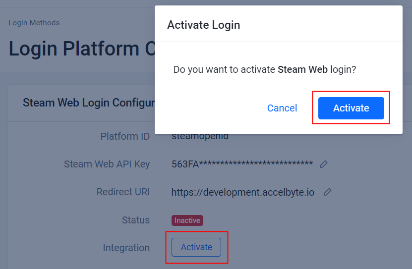 AGS Admin Portal Steam web login activate