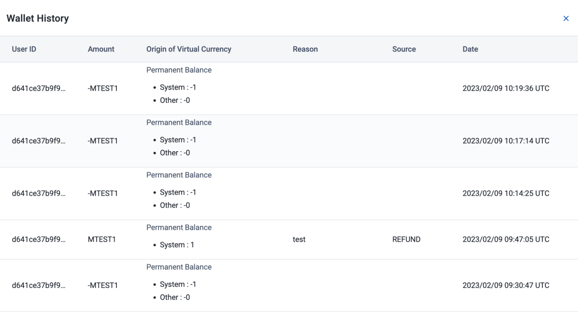 Wallet History