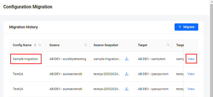 Configuration migration detail