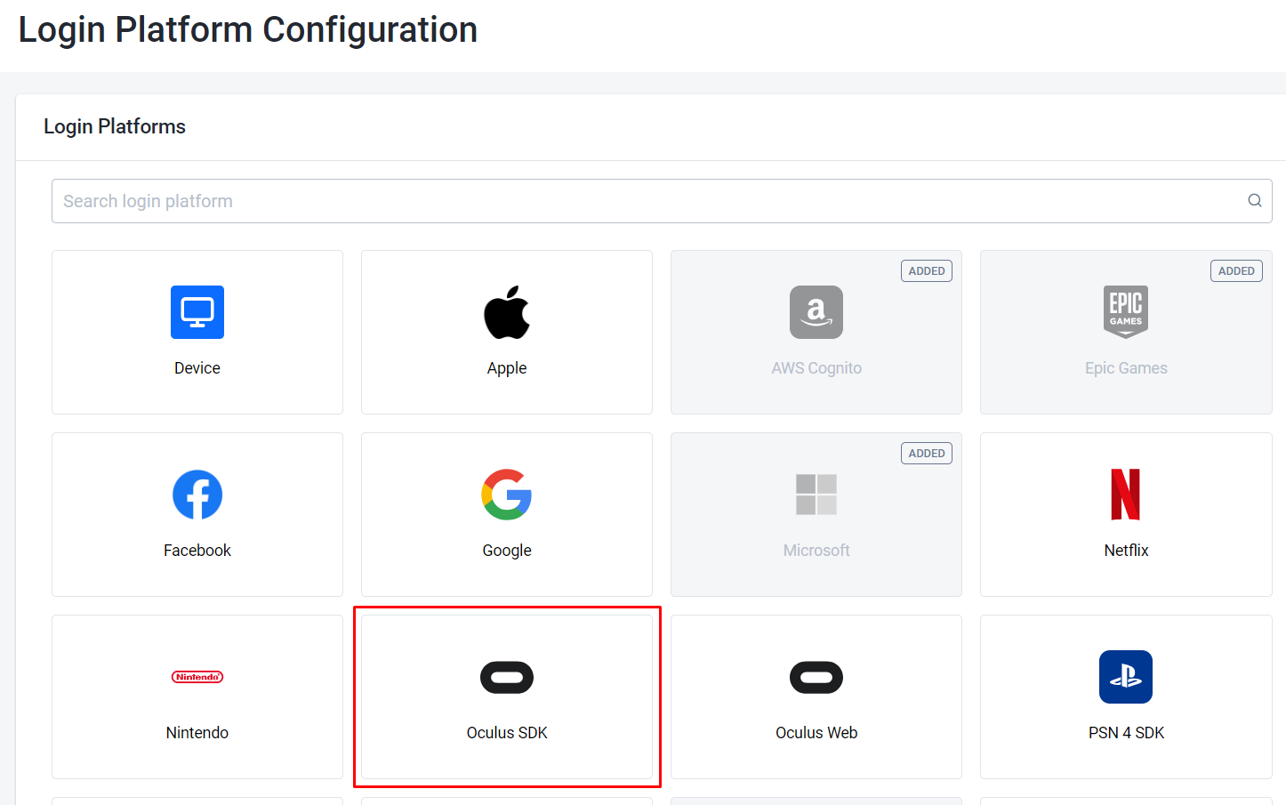 Image shows the Oculus SDK button