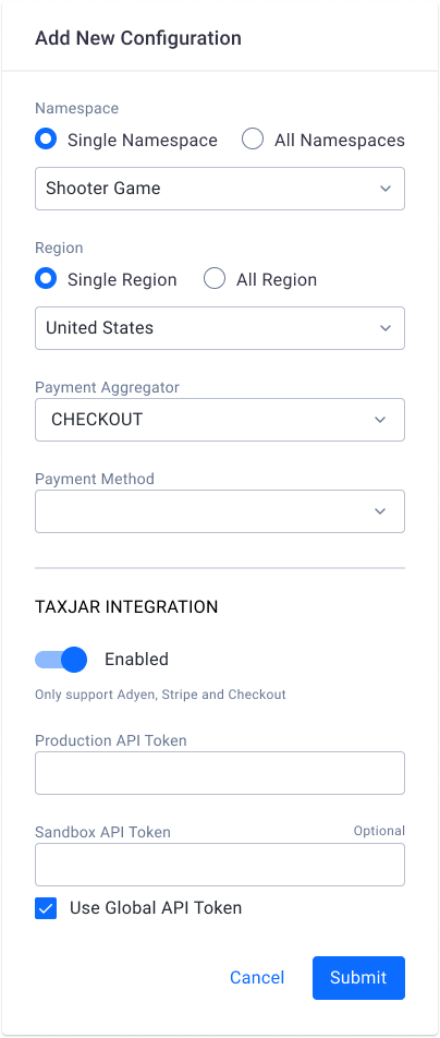 add new configuration for Checkout
