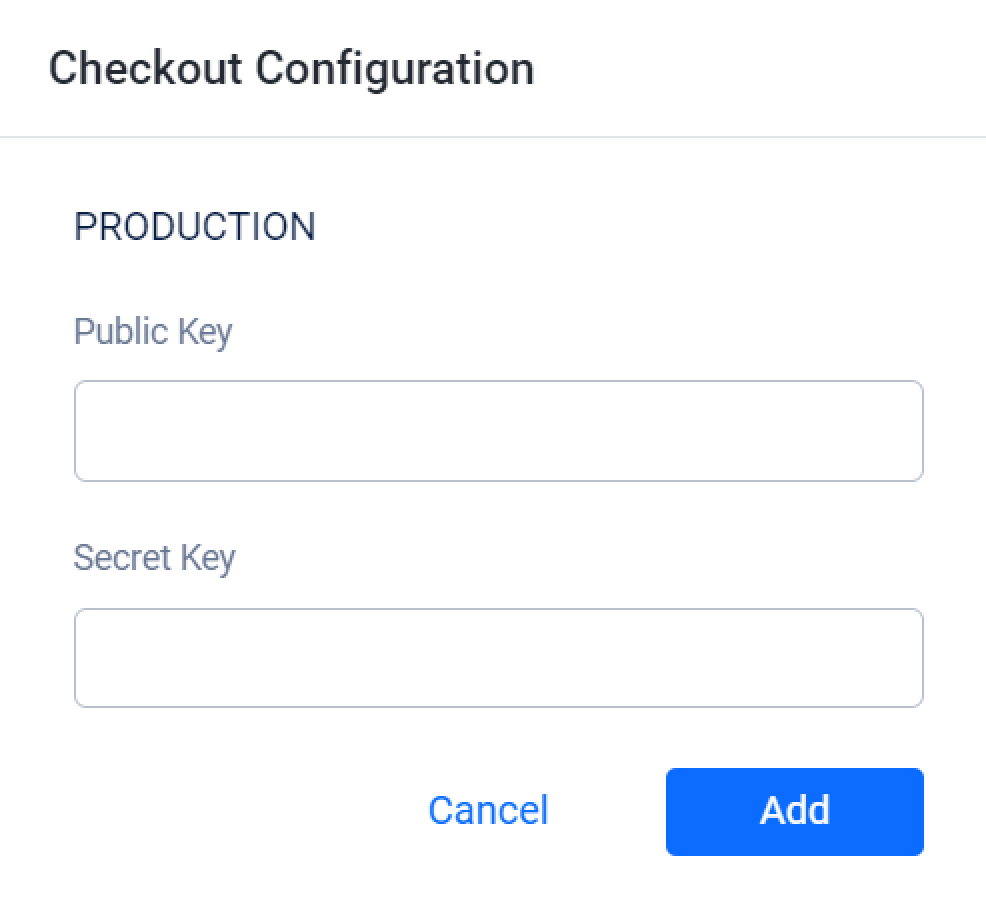 fill out configuration for Checkout
