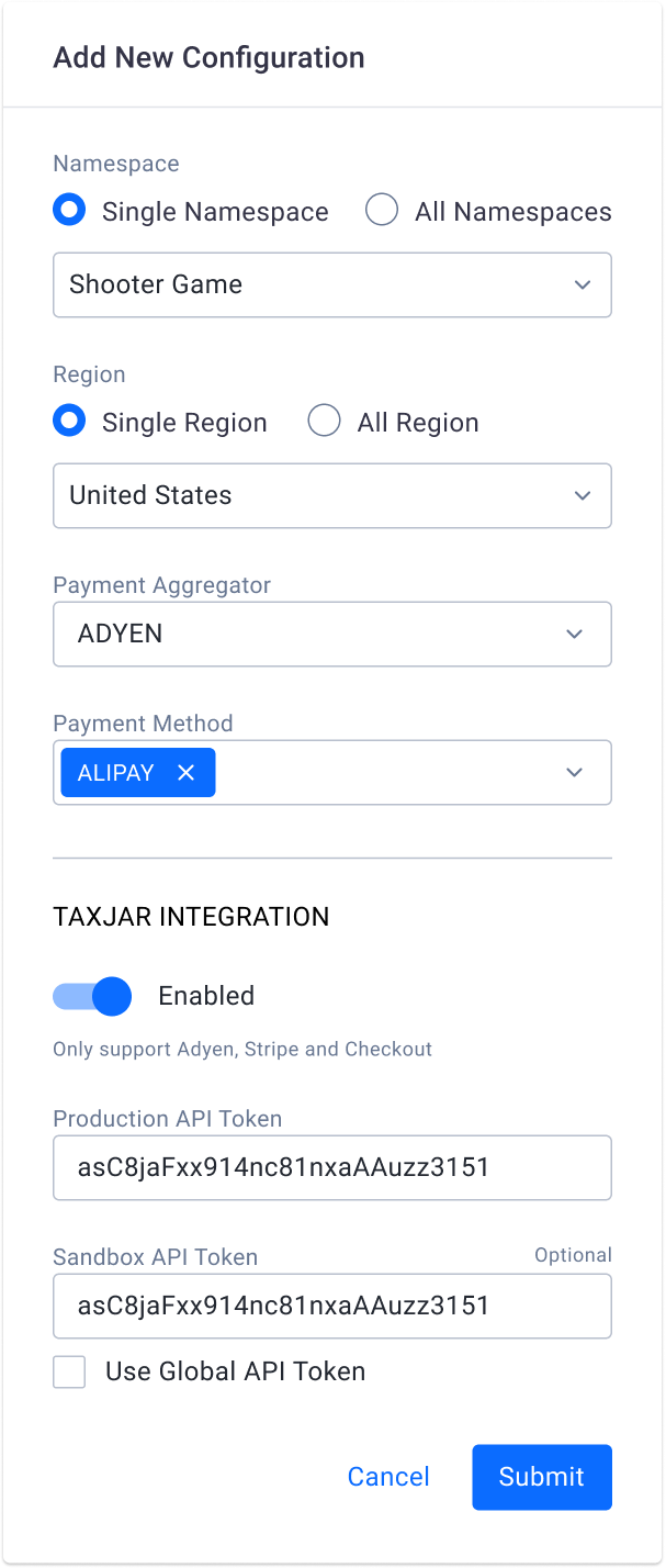 add new configuration for specific taxes
