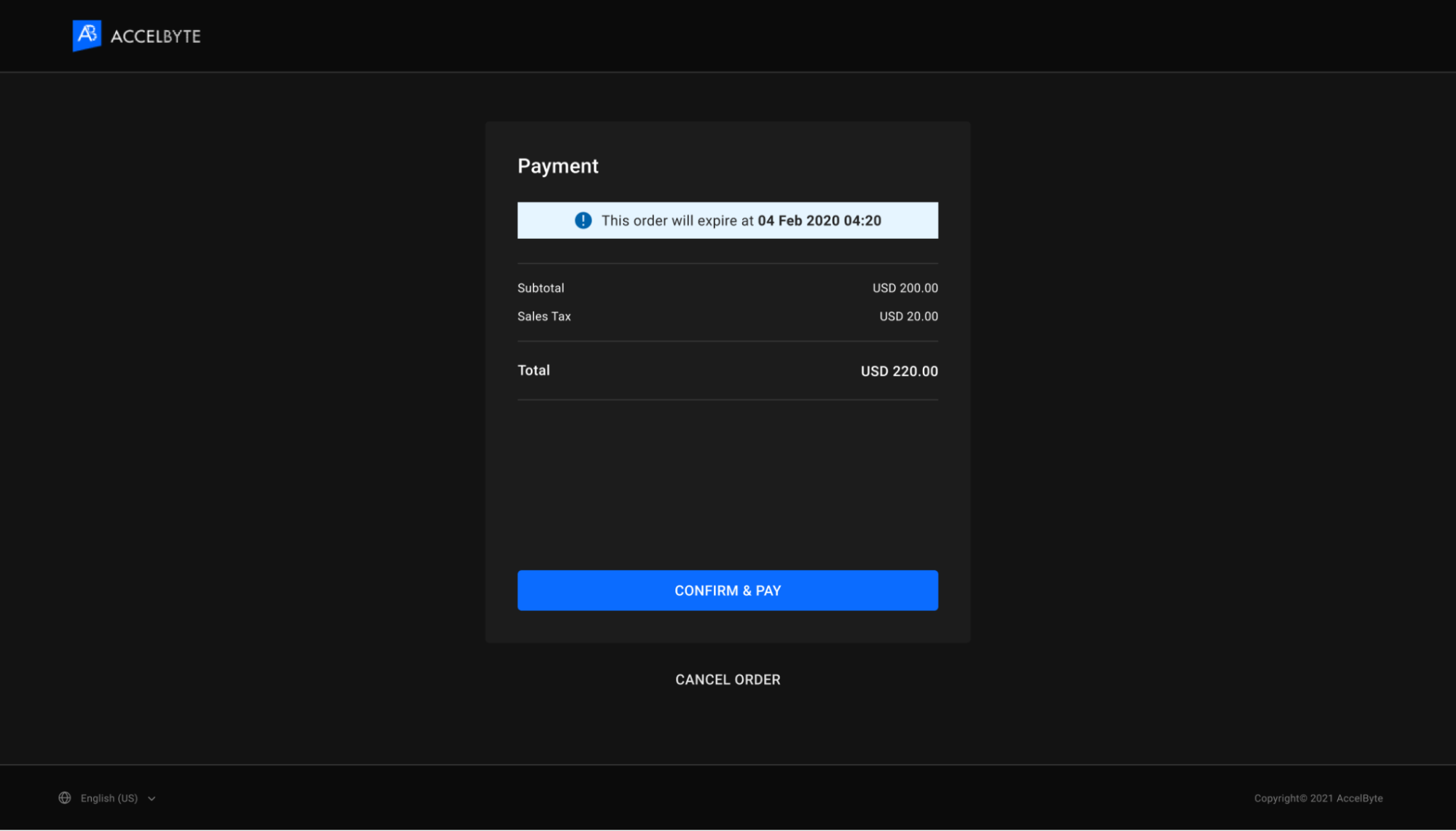 example payment page with TaxJar tax calculation