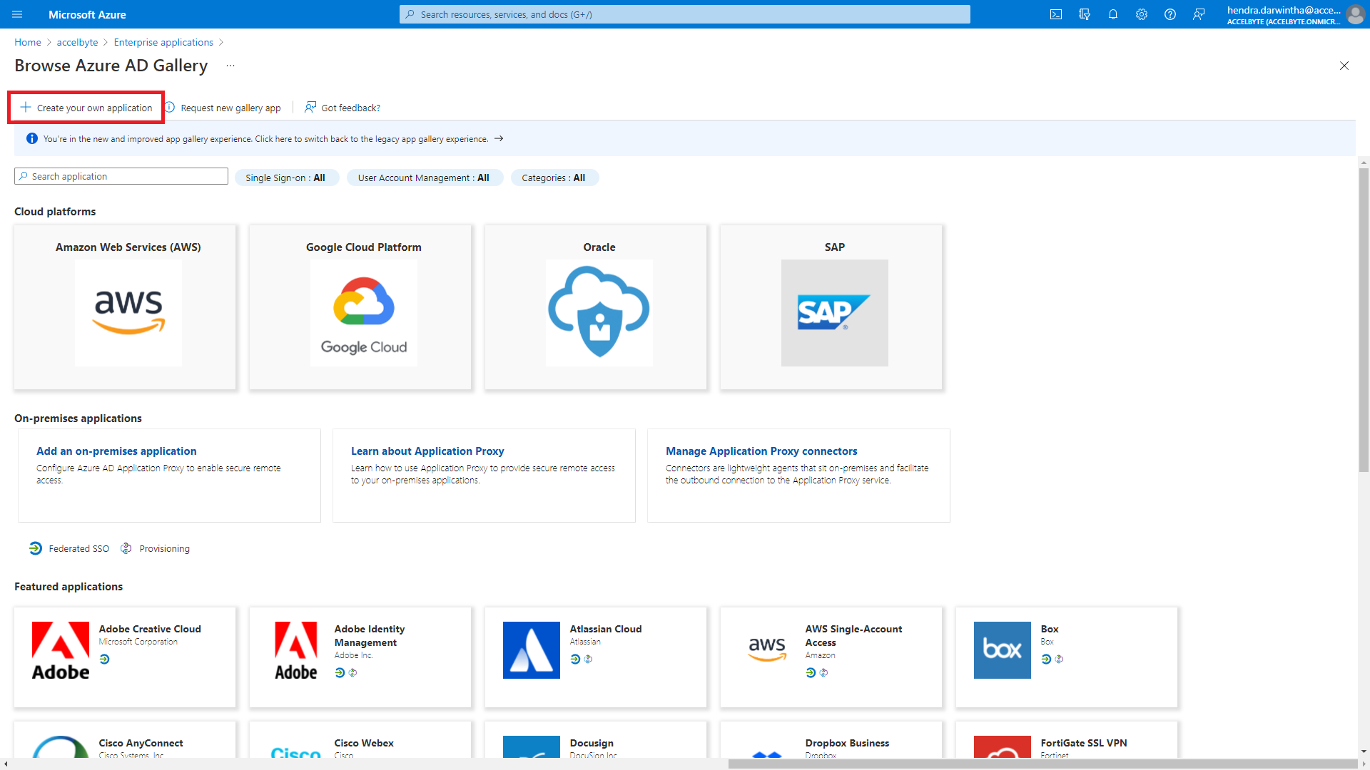Browse Azure AD Gallery