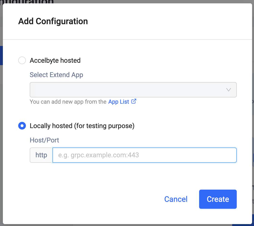 enter ngrok address and click create