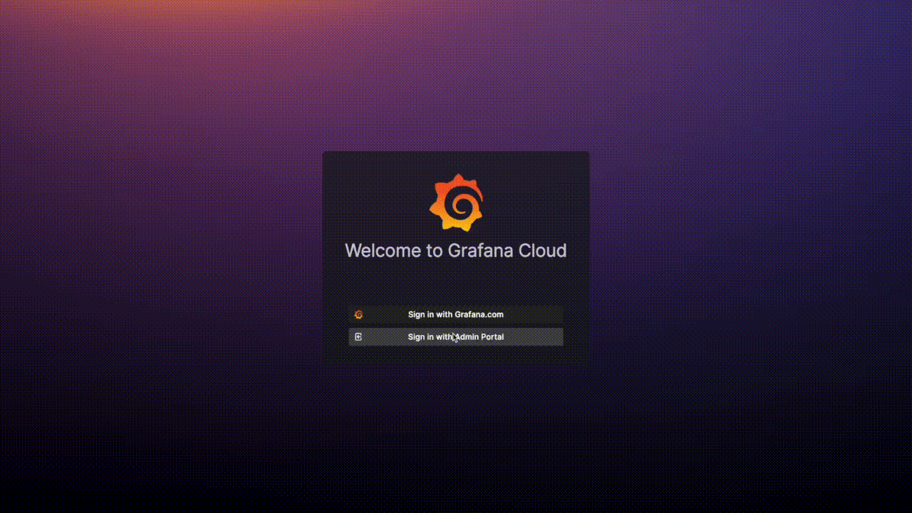 click to login to grafana cloud using admin portal