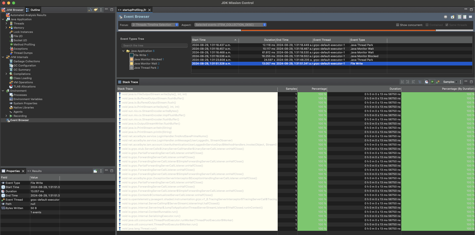 JMC - Event Types Tree - Thread CPU Load