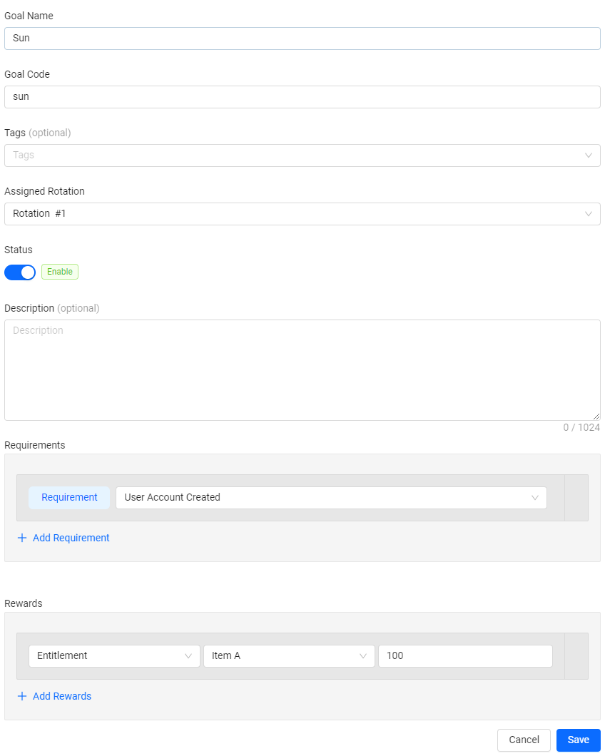 Timeless dynamic challenge with fixed goals configuration