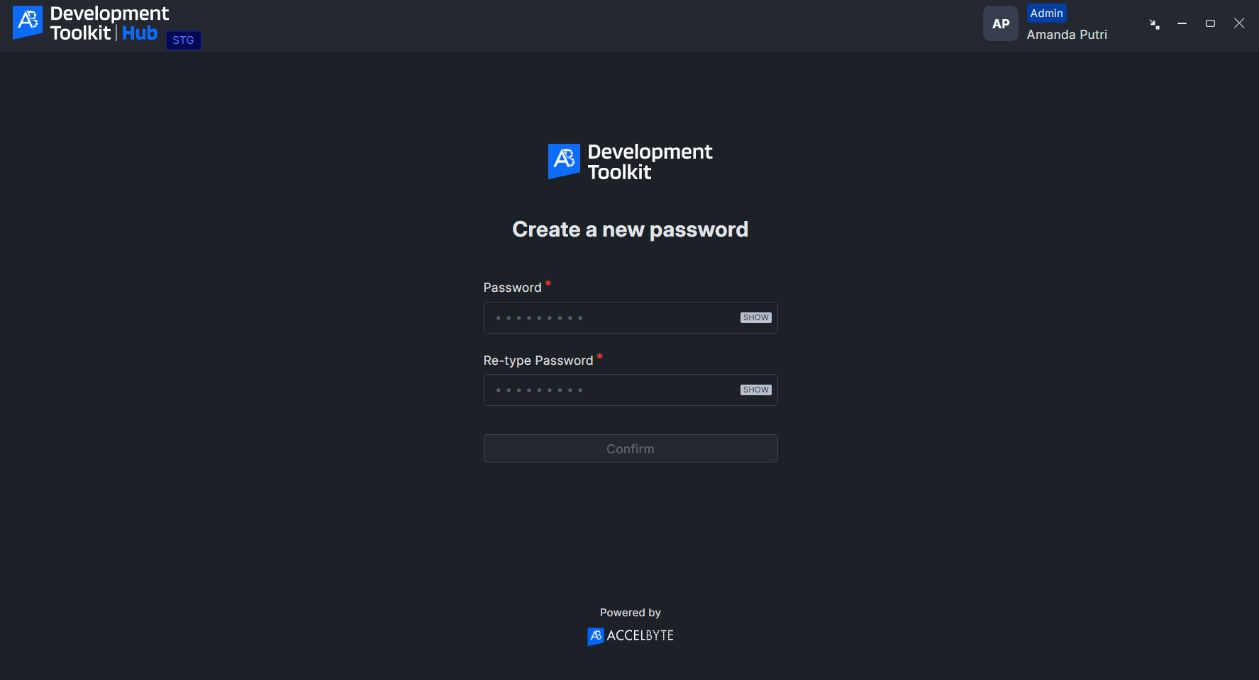 Create a new password
