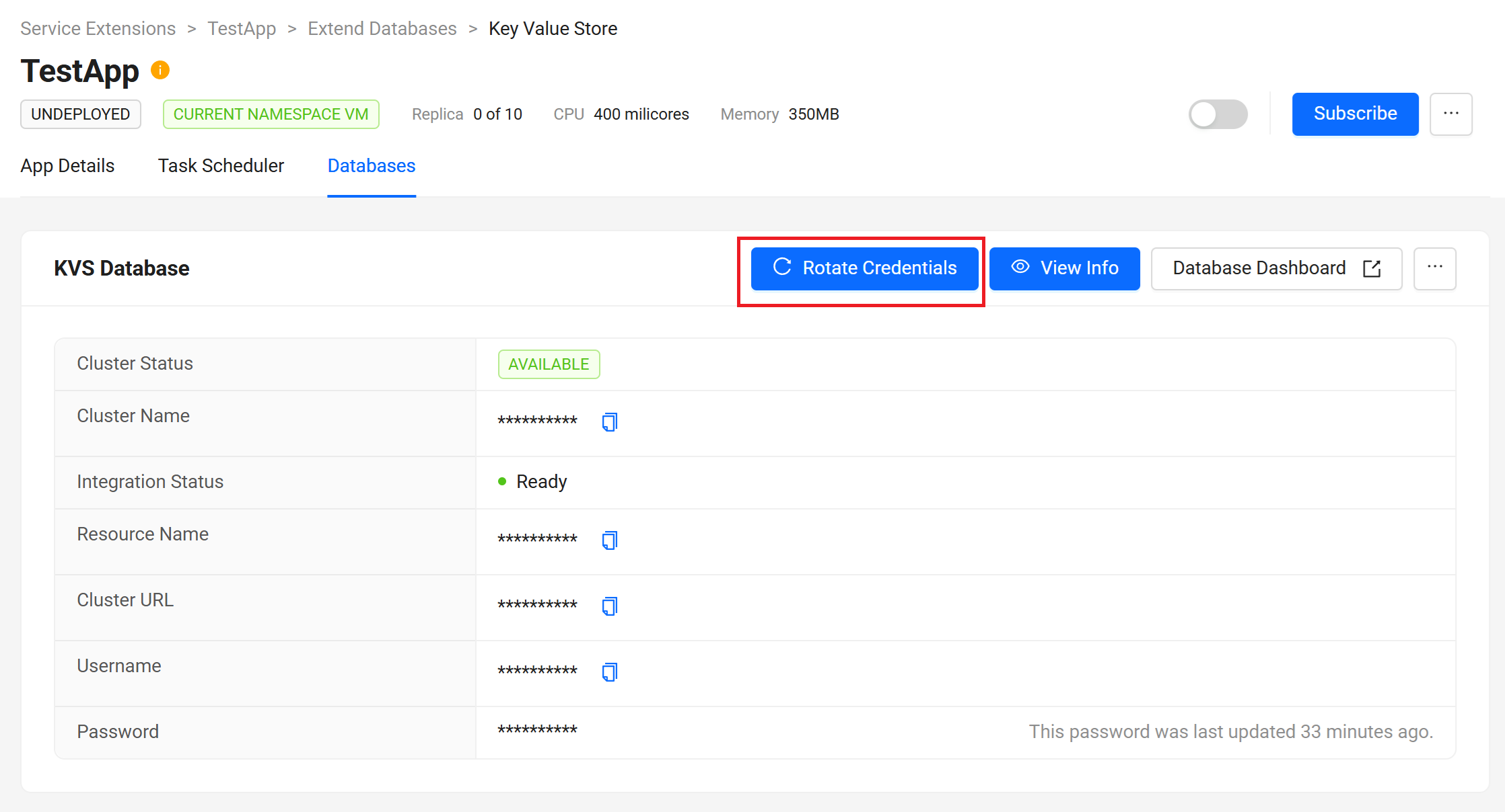 Key Value Store integration status ready
