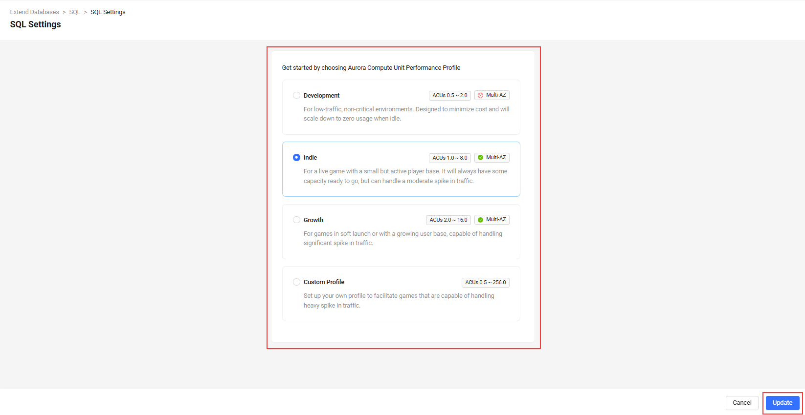 SQL Cluster update profile