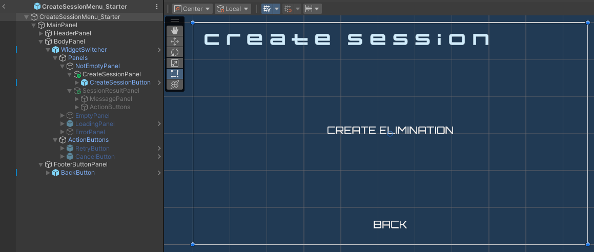 CreateSessionMenu_Starter default state preview image Unity Byte Wars session essentials