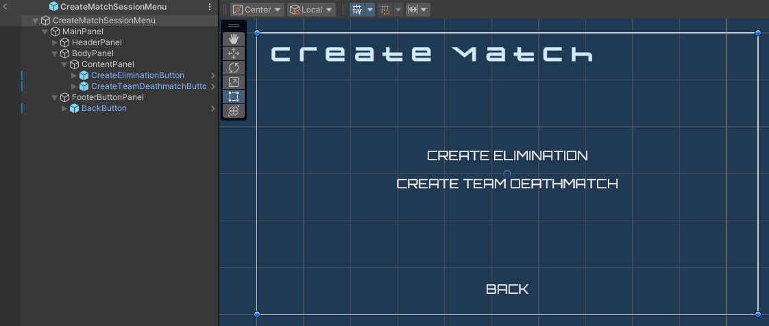 Create match session menu preview Unity Byte Wars joinable sessions dedicated server