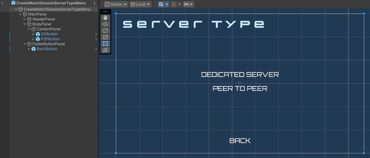 Create match session server type menu preview Unity Byte Wars joinable sessions dedicated server