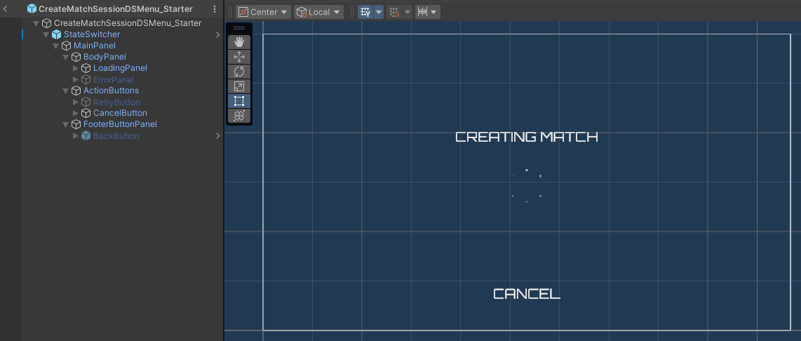 Create match session DS menu create match state preview Unity Byte Wars joinable sessions dedicated server