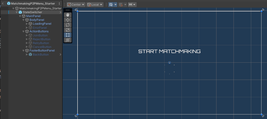 Matchmaking P2P menu start matchmaking state preview Unity Byte Wars quick match peer-to-peer