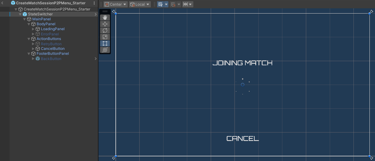 Create match session P2P menu join match state preview Unity Byte Wars joinable sessions peer-to-peer
