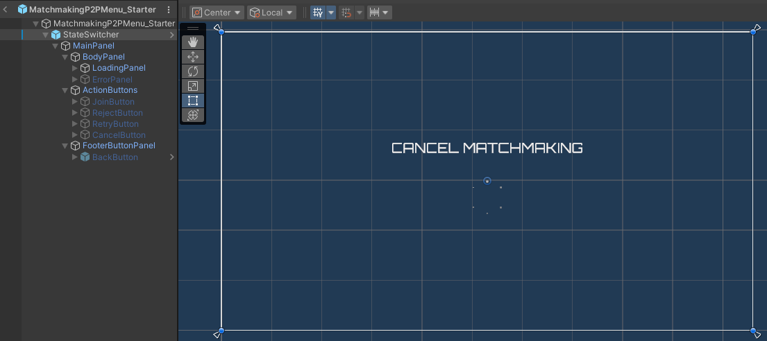 Matchmaking P2P menu cancel matchmaking state preview Unity Byte Wars quick match peer-to-peer