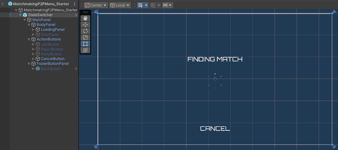 Matchmaking P2P menu finding match state preview Unity Byte Wars quick match peer-to-peer