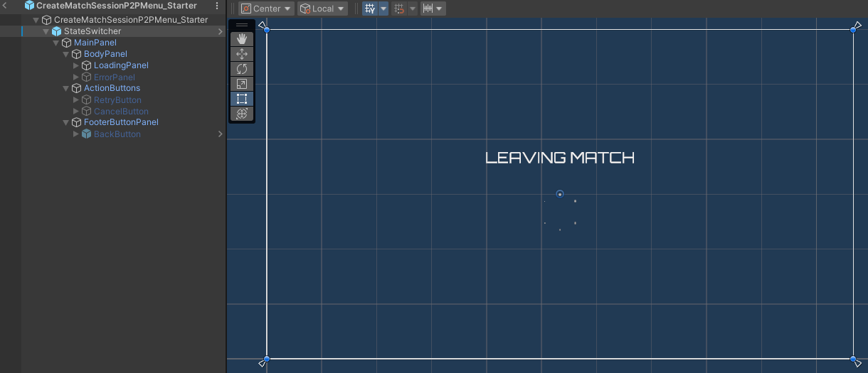 Create match session P2P menu leave match state preview Unity Byte Wars joinable sessions peer-to-peer