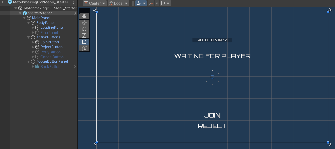 Matchmaking P2P menu join match confirmation state preview Unity Byte Wars quick match peer-to-peer