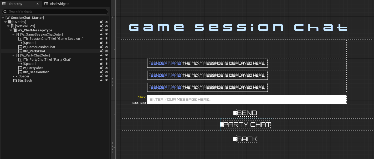 Game session chat widget Unreal Byte Wars session chat