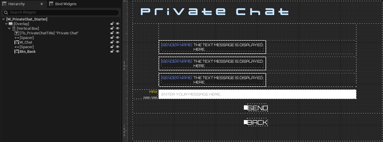 Private chat widget Unreal Byte Wars private chat