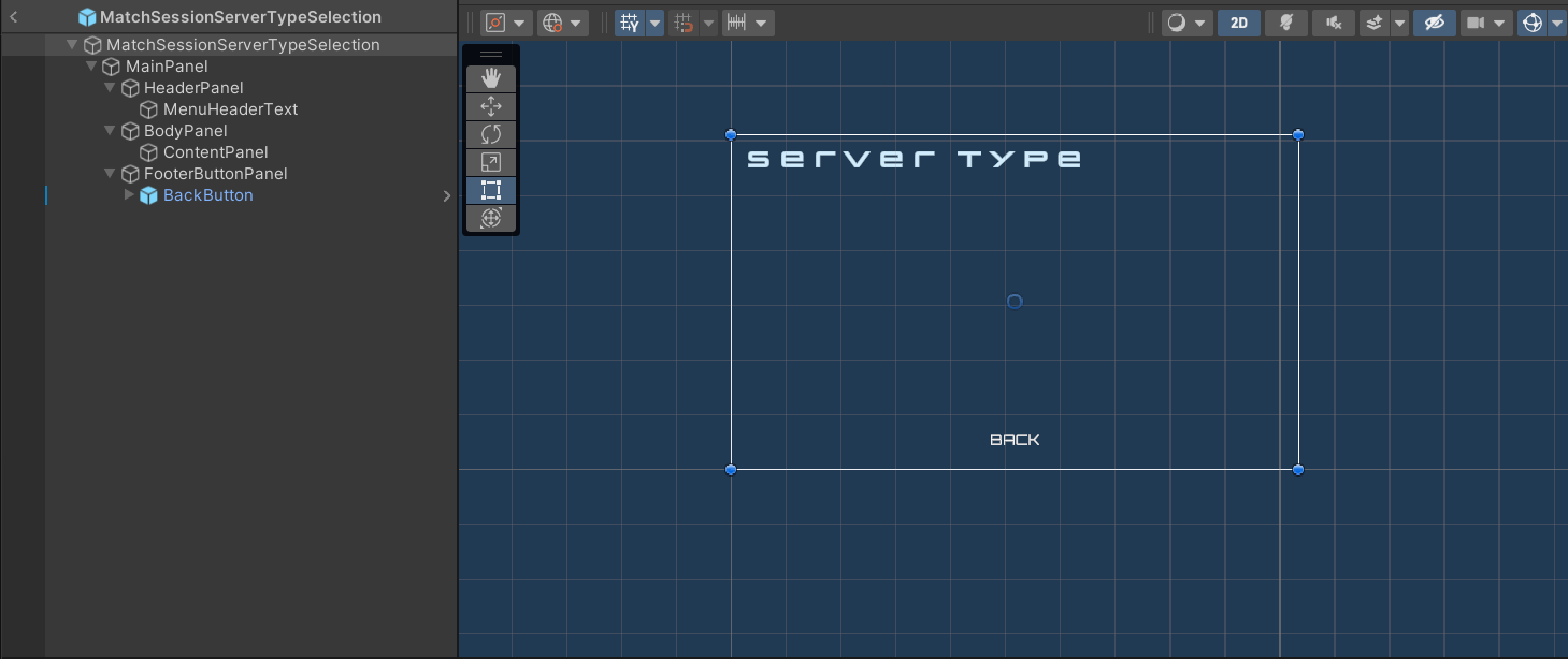 Preview of the select network type state Unity Byte Wars joinable sessions dedicated server