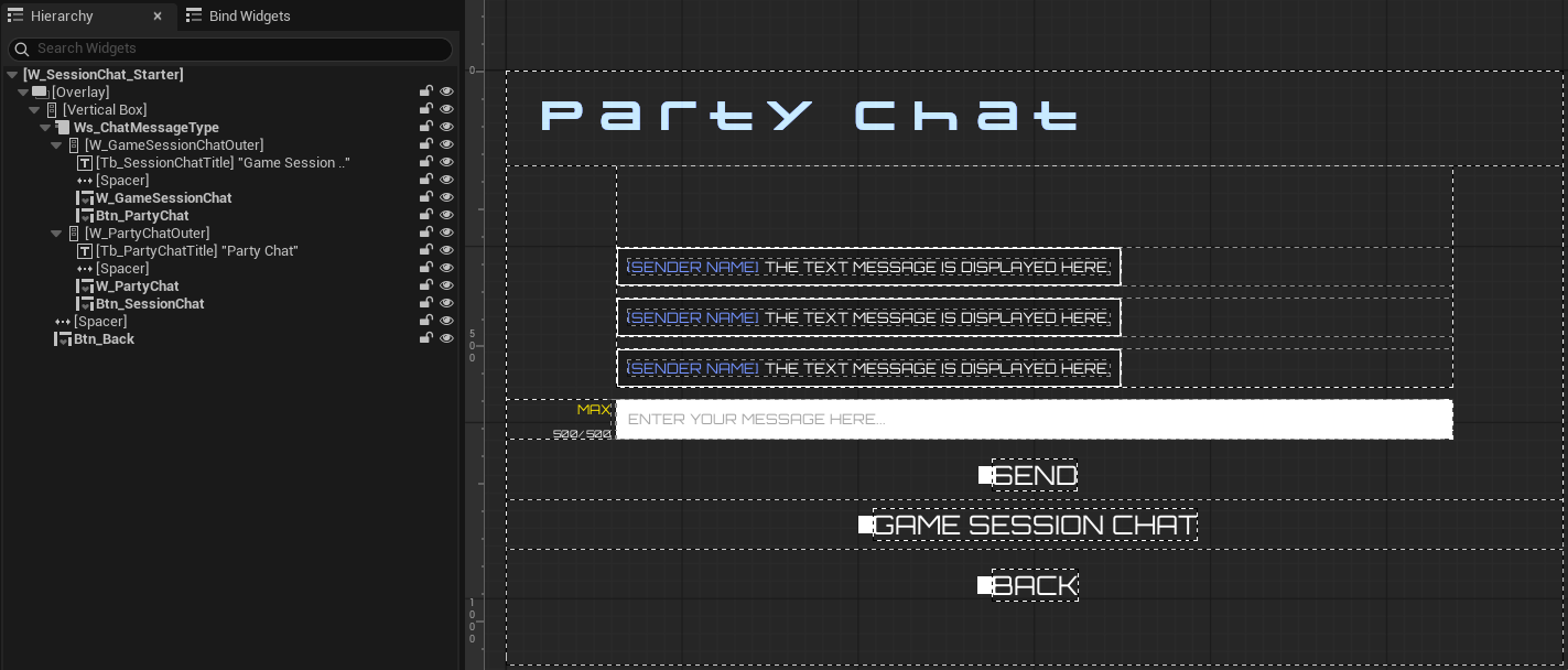 Party session chat widget Unreal Byte Wars session chat