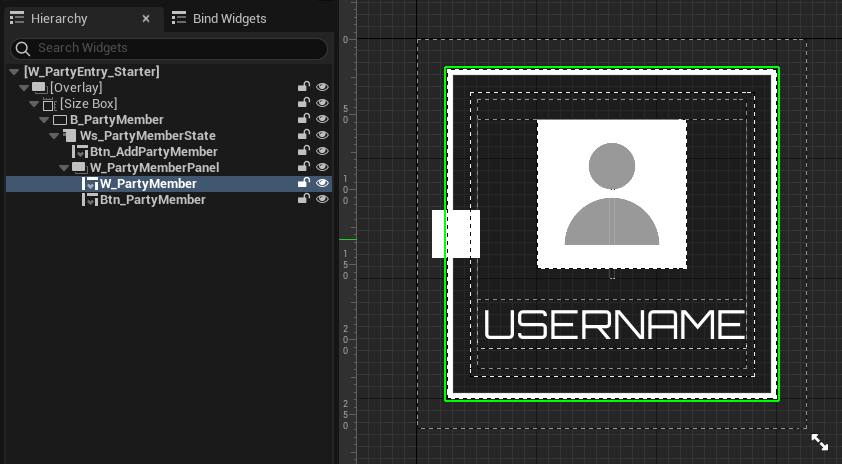 PartyWidgetEntry_Starter individual party member info preview Unreal Byte Wars introduction to party