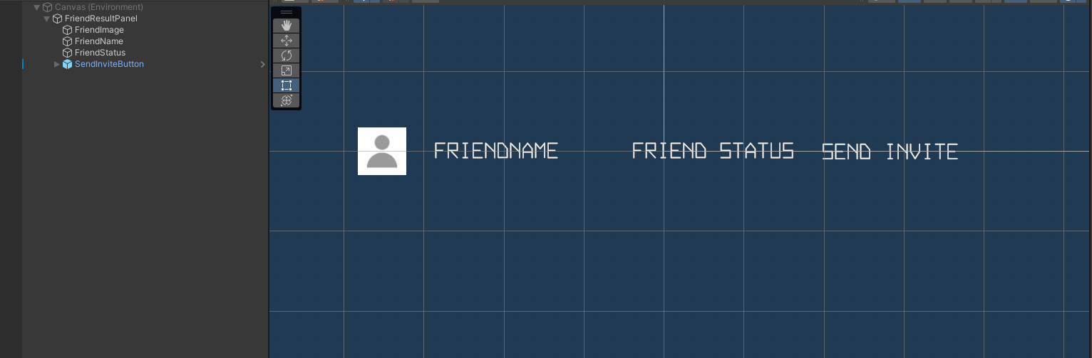 Potential friend entry widget Unity Byte Wars search players