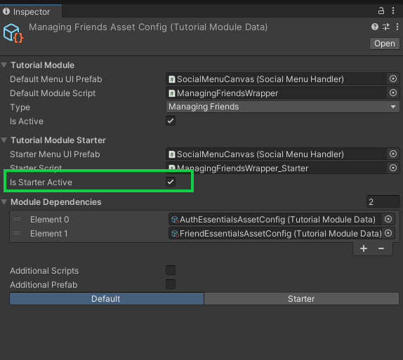 Activate Tutorial Module Asset Config starter mode Unity Byte Wars manage friends