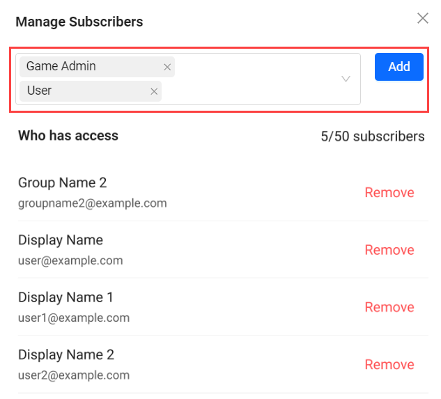 Manage Subscribers window