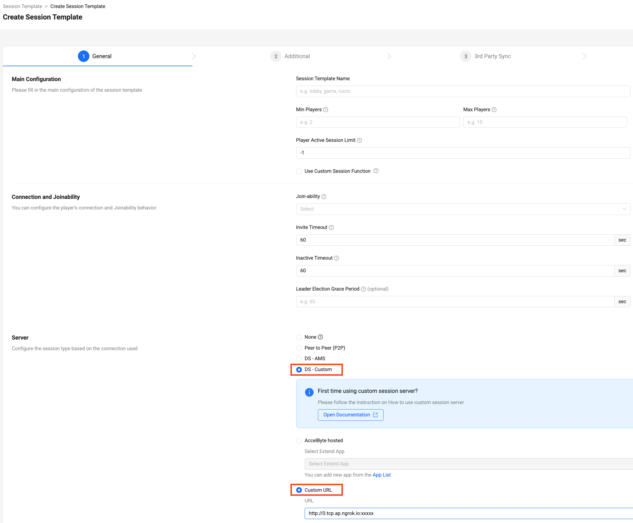 Session Template Override