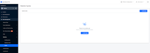 Navigate to statistic cycles in the Admin Portal.