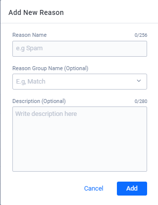 Configure Report Reason form