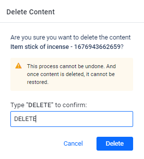 Confirm delete content