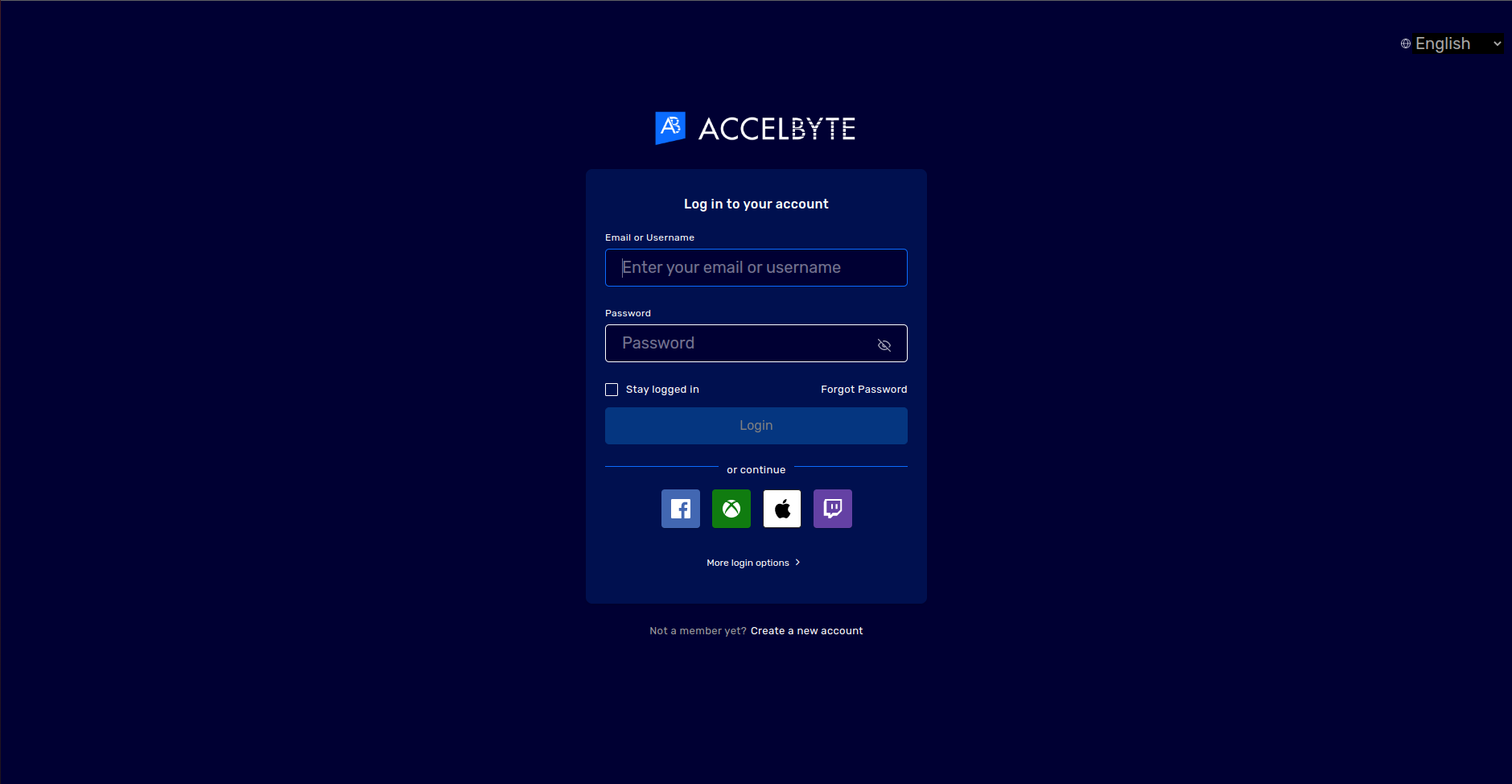 AccelByte Player Portal Login
