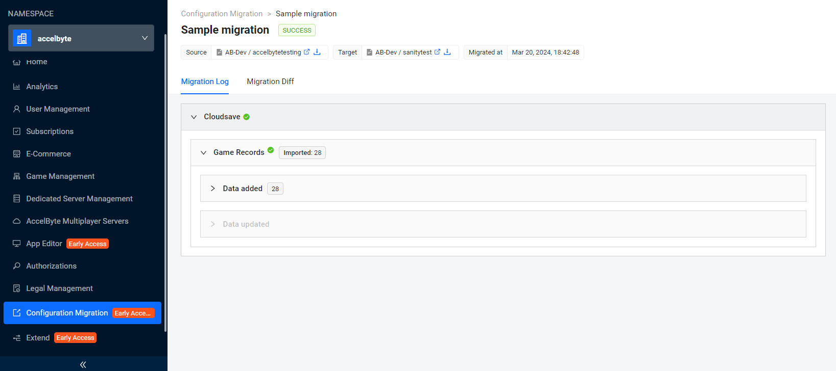 Configuration migration detail