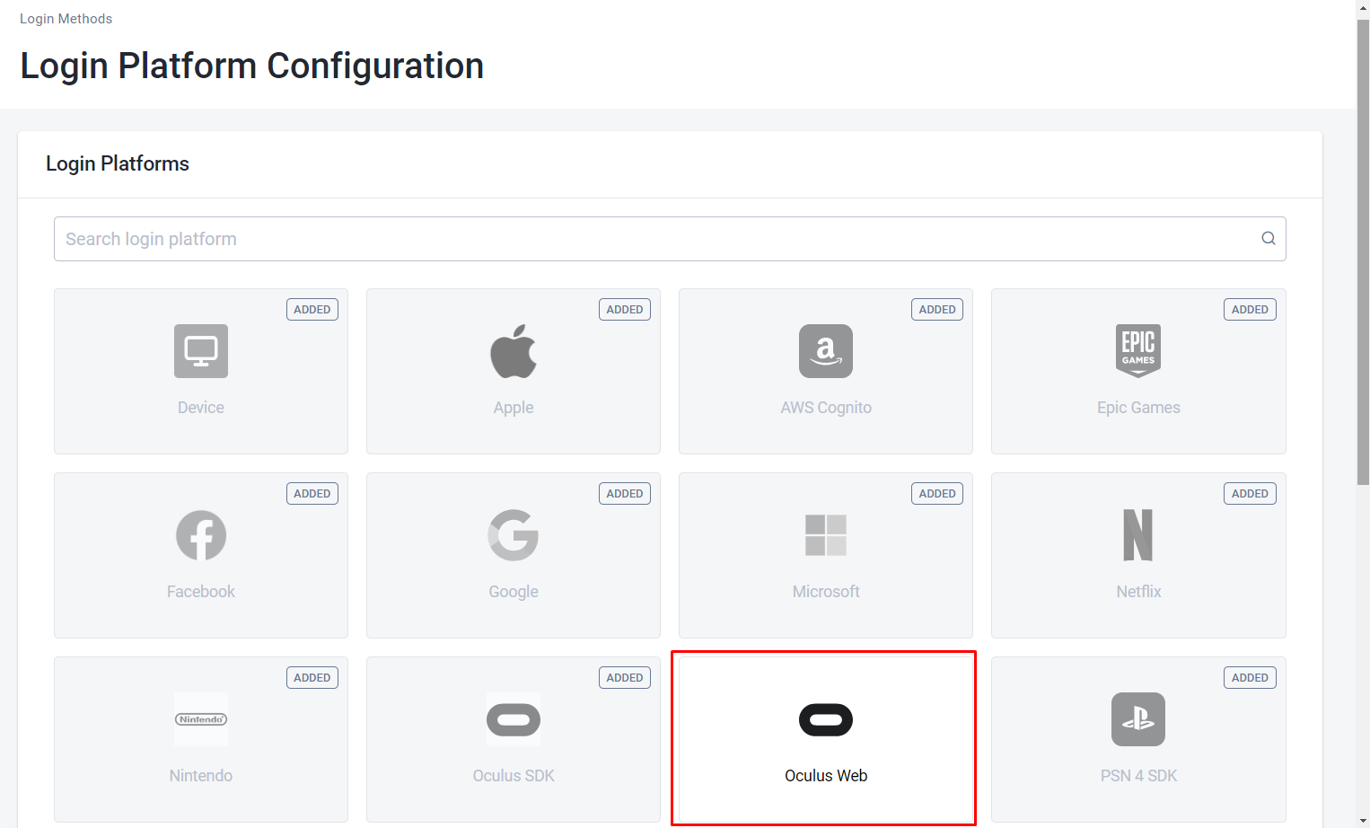 Image shows the Oculus Web button