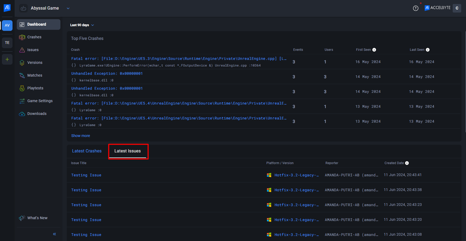 Latest issues option