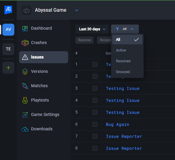Status filter