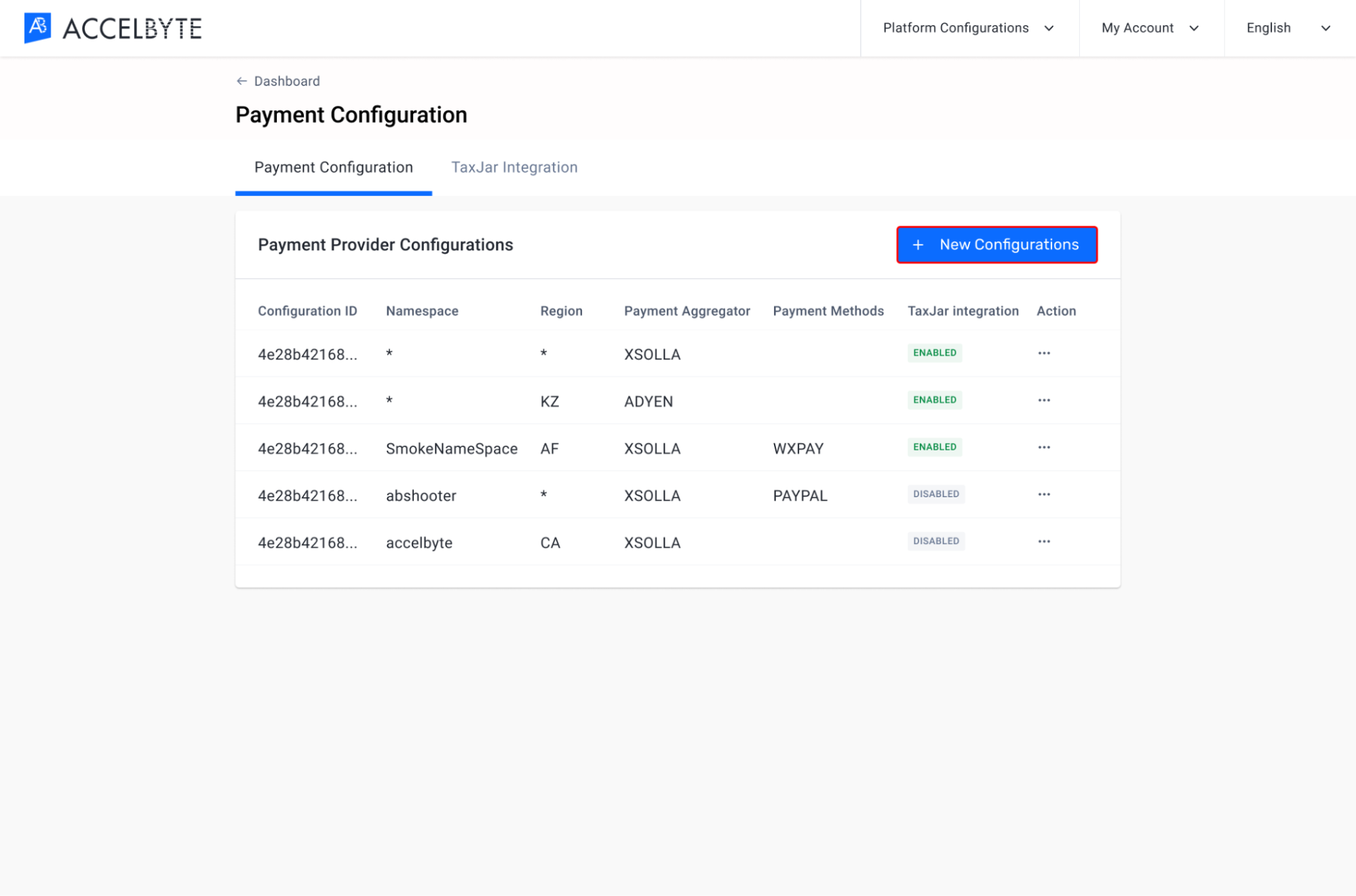 click new configuration button for specific taxes