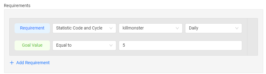 example of goal requirement configuration