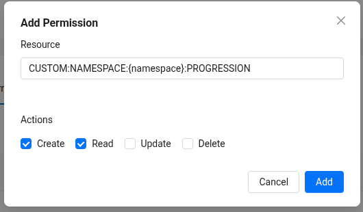 Image shows the Add Custom Permission form in Shared Cloud