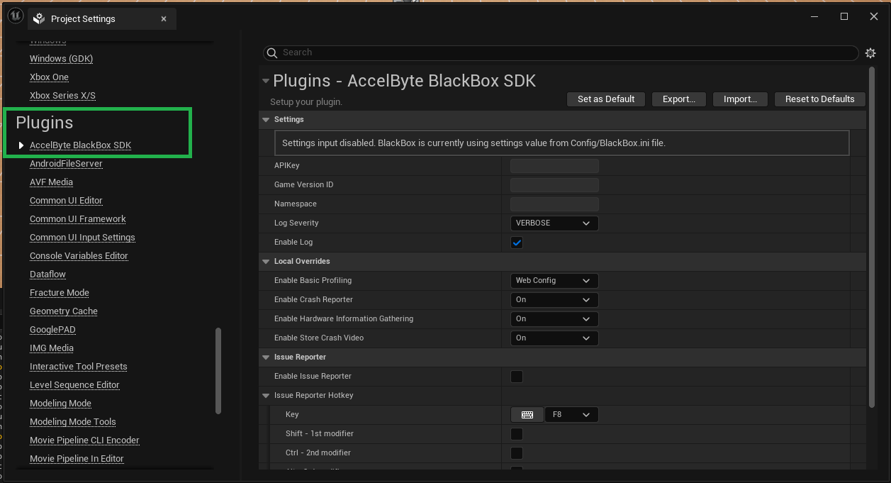 AccelByte Development Toolkit SDK setting