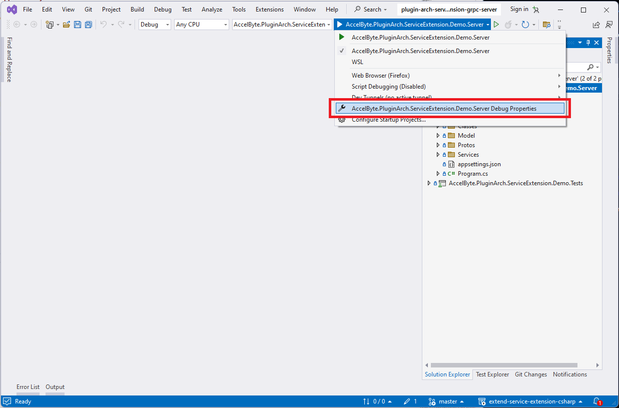 VS2022 debug properties