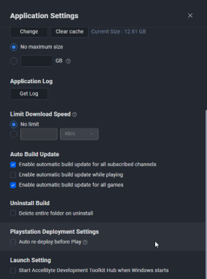 Application settings